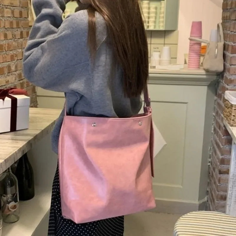 Corduroy one shoulder bag in pink or brown with 39cm length and PU lining for commuting