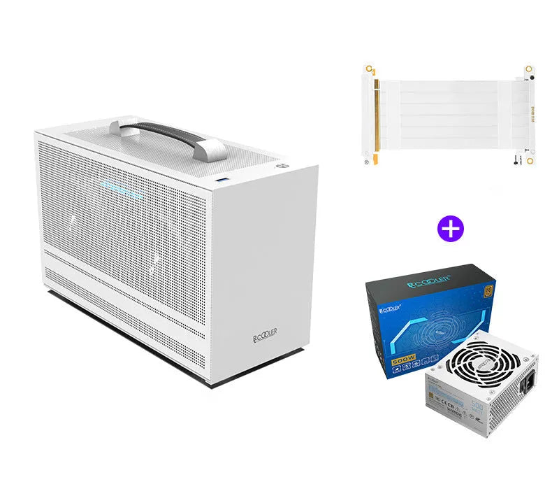 Hummingbird PRO ITX desktop computer case in titanium gray or white with tinned steel construction