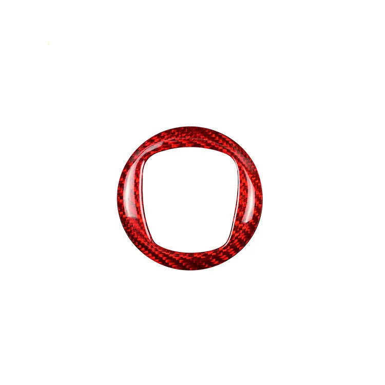 Carbon fibre steering wheel cover in black and red colour options showing textured carbon pattern