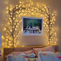 Flexible willow vine LED Christmas garland light with warm white LEDs and birch bark texture