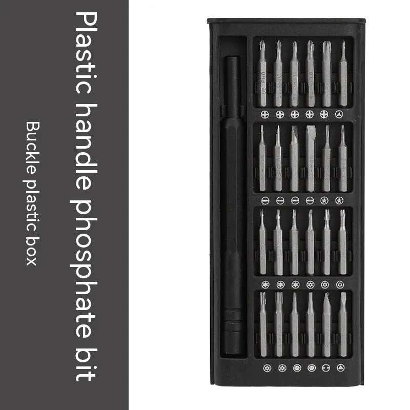 24-in-1 magnetic precision screwdriver set with case, chrome vanadium steel shaft, and assorted 4mm bits.