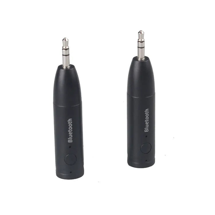 Black Bluetooth audio receiver for car AUX input with USB charging cable