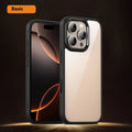 Black transparent magnetic phone case for iPhone 16 models showing magnetic ring and protective edges