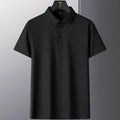 Men's non-ironing solid colour short sleeve business casual shirt on a hanger.