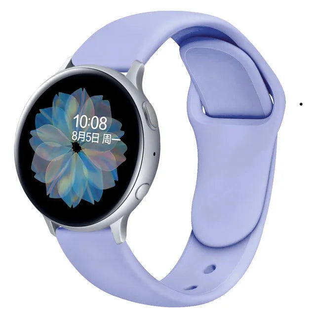 Samsung Galaxy Watch Active 2 sports strap with reverse buckle clasp in lilac silicone
