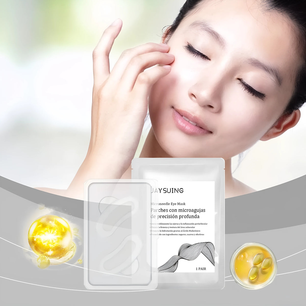 One pair of micro needle eye mask patches for skincare treatment around the eyes.