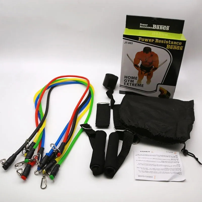 11-piece door sports pulling rope set with ABS construction shown with big hook and small hook variants