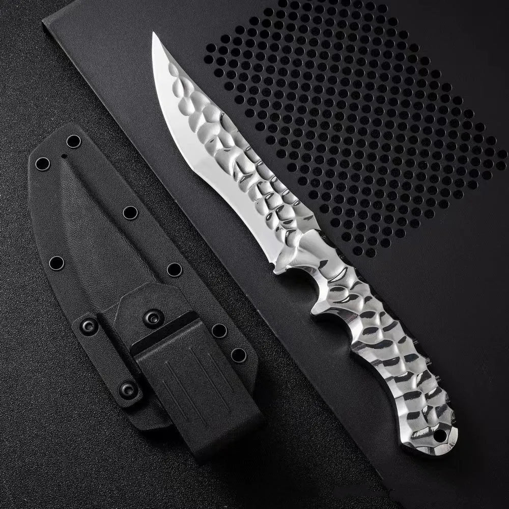 One-piece keel outdoor survival knife with 140mm 5CR13 blade, 120mm handle and 260mm full length