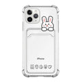 Cartoon design transparent TPU phone case with card slot for iPhone, shown in BQ2472 colour.