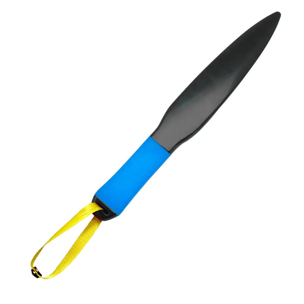 Blue handled nylon dog bite training stick on a white background, 35cm in length.