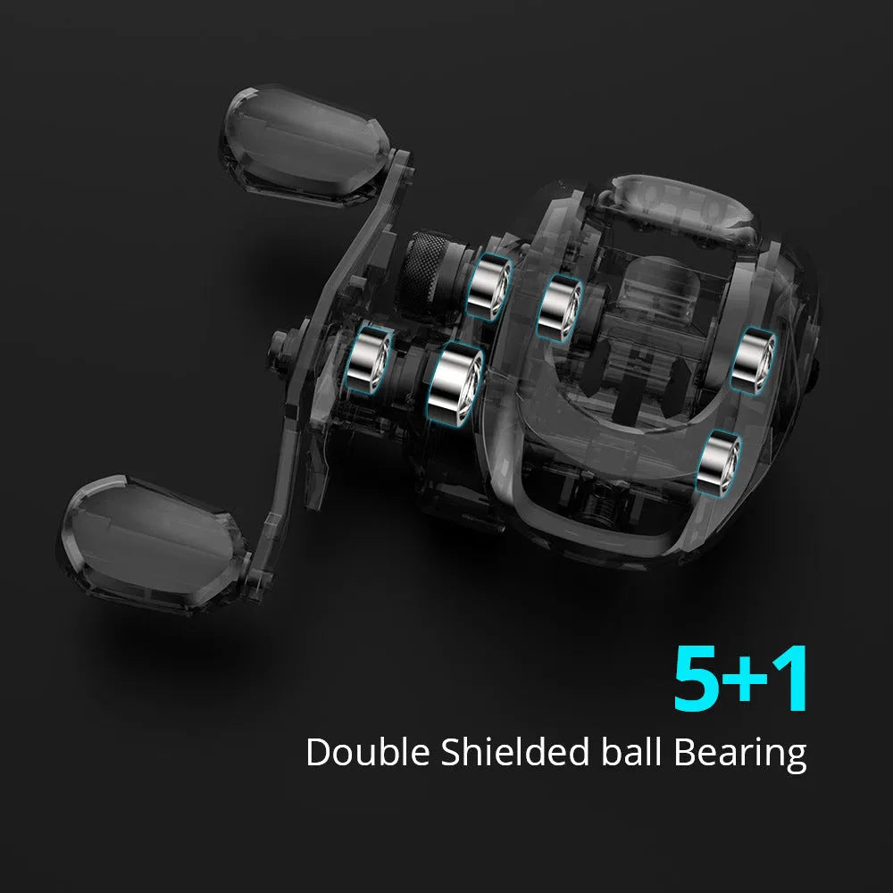 Drip Wheel spinning fishing reel with metal body, showing left and right hand wheel options.