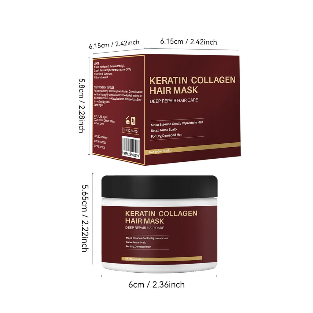 100ml collagen hair mask container for moisturising and repairing dry hair