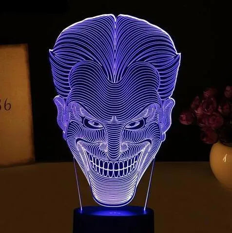 USB-powered 3D LED mood lamp with remote control showing seven colour options