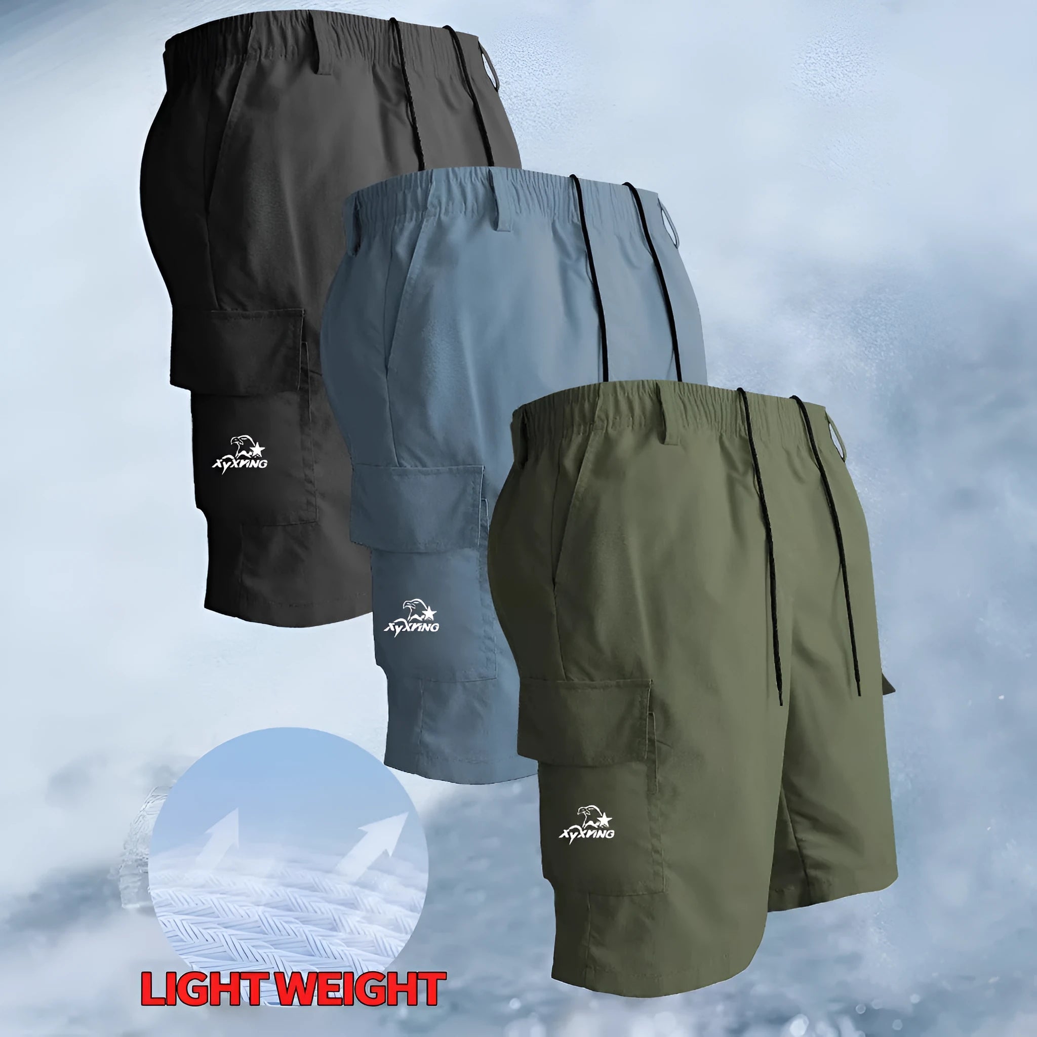 Straight leg casual shorts in black, blue, green or khaki colours with American loose fit