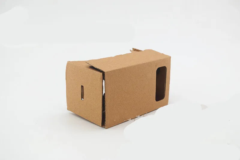 VR Cardboard Glasses viewer for smartphones with 3D lenses and adjustable straps in pink or white