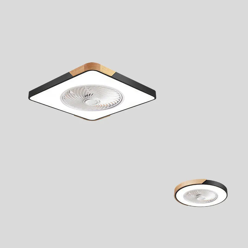 Nordic style ceiling fan with integrated light and solid wood blades in rectangular, round, or square shapes.