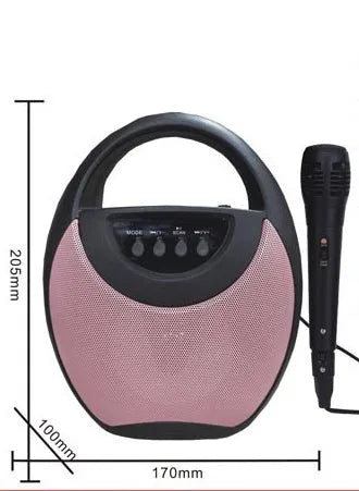 Black portable Bluetooth speaker with USB port and SD card slot.