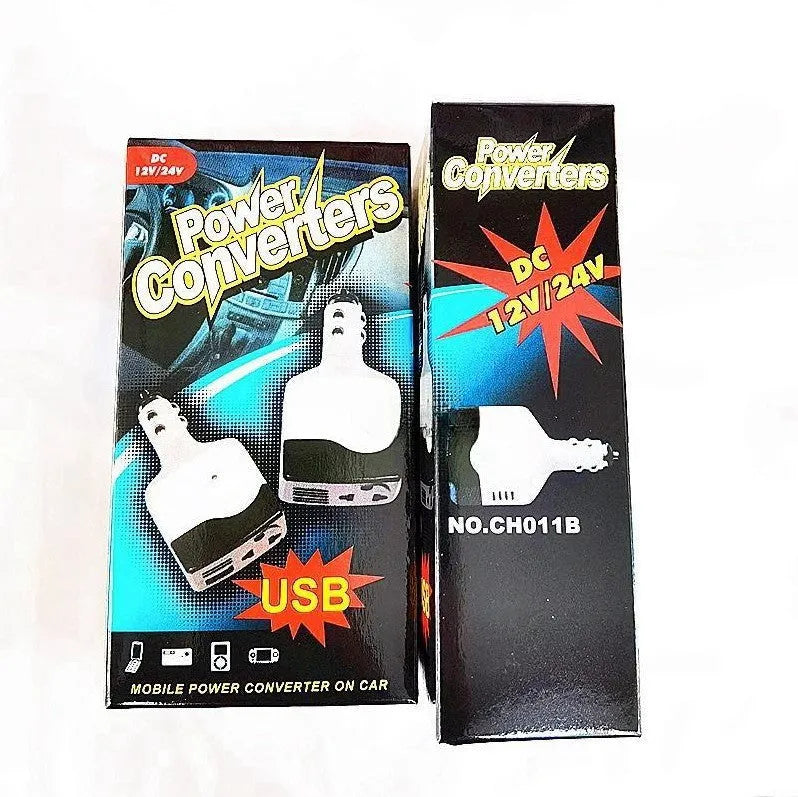 011C car power supply transformer with cigarette lighter plug and USB charging interface