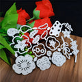 Silver carbon steel flower knife mould for paper cutting measuring 14.3 by 9.9 centimetres