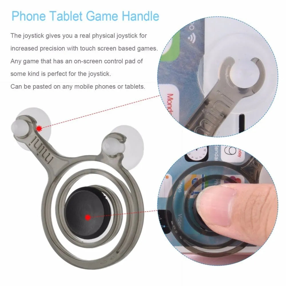 Clear universal mini joystick pair for mobile phone touch-screen gaming with black accents