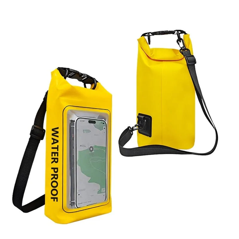 2L waterproof crossbody phone bag made of 500D PVC mesh in black for swimming and diving