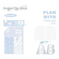 Oblique angle artsy ins style notebook in A5 and B5 sizes with white or plaid blue cover options.