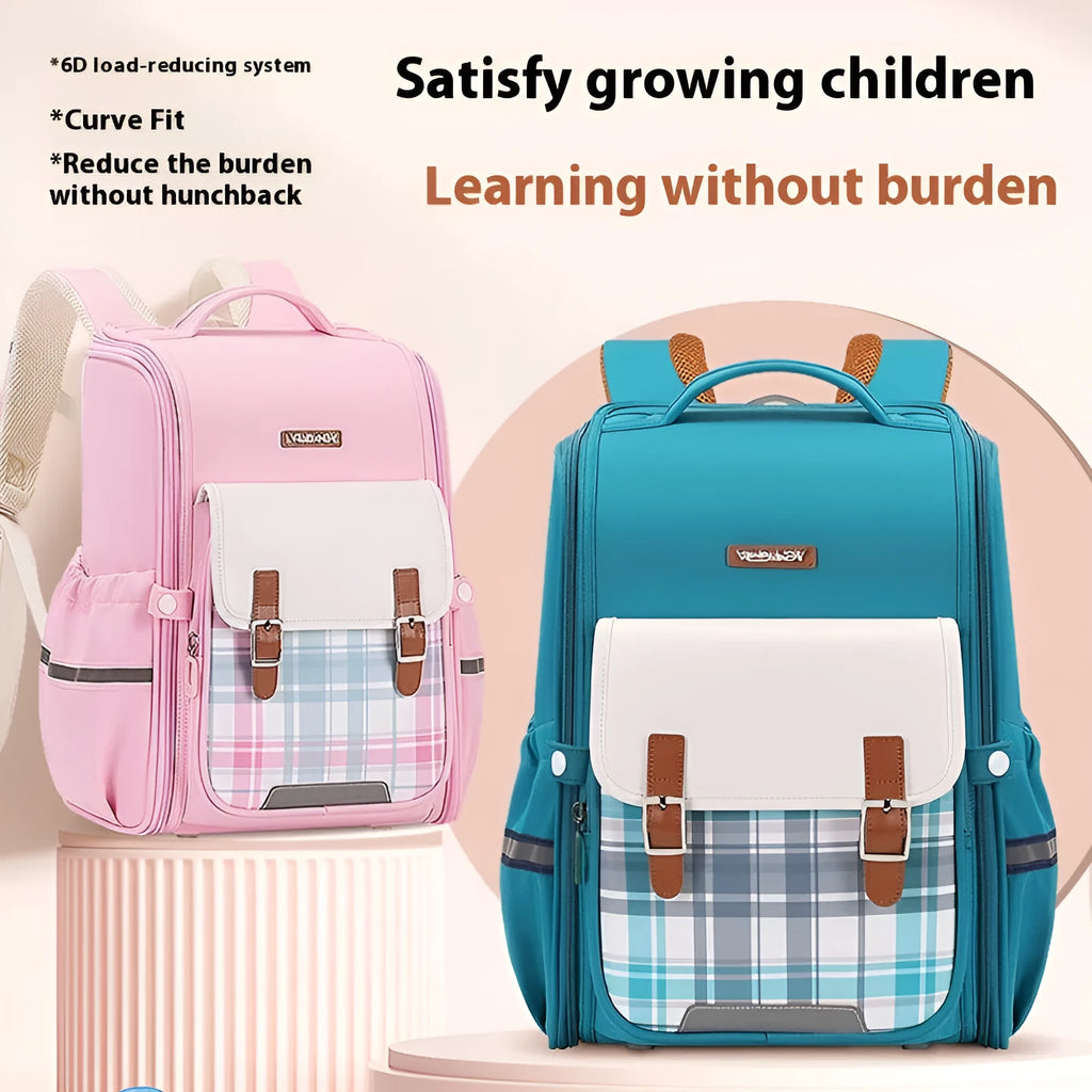 Grade 5-6 student schoolbag in Oxford cloth with large capacity, shown in multiple colour options