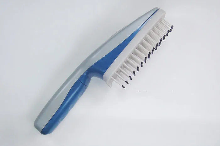 White pet grooming ion comb with a removable brush head, showing 78 teeth and a one-key switch.