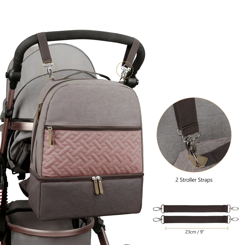 Insulated mother and child travel backpack in Oxford cloth with curved shoulder straps