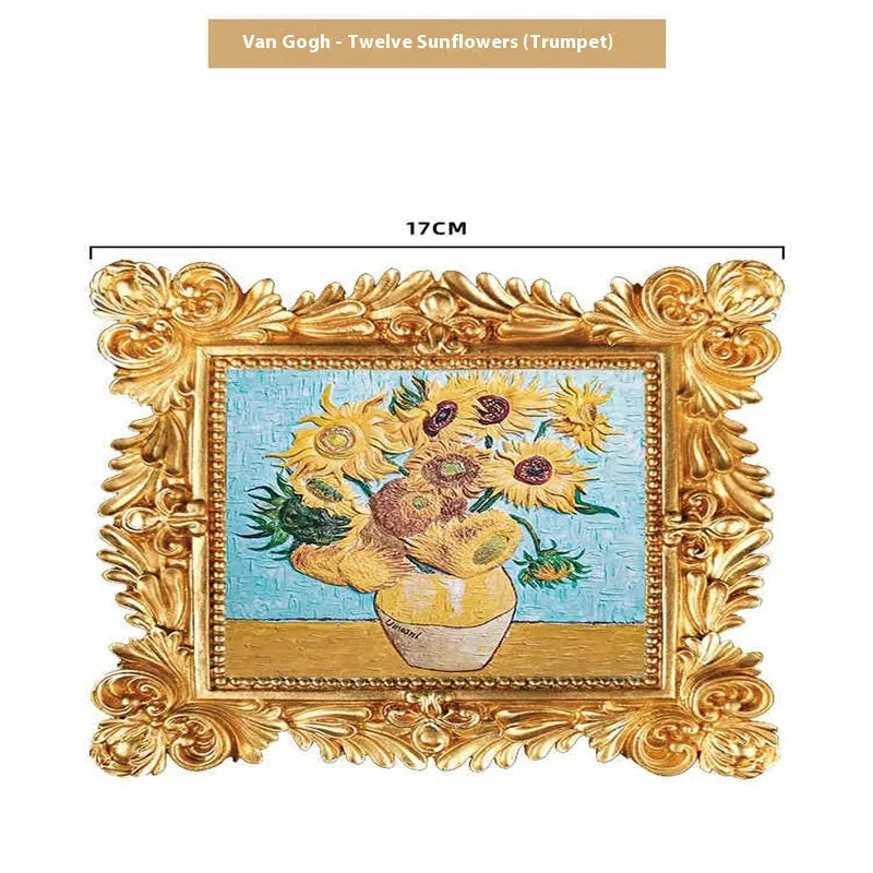 DIY oil painting by numbers kit showing framed Van Gogh Starry Night artwork with brushes and paints