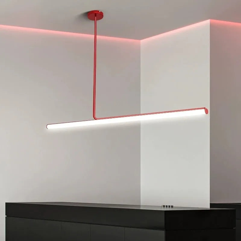 Modern minimalist Nordic linear pendant light in black or white, 80cm to 150cm long, 220V dining room ceiling lamp