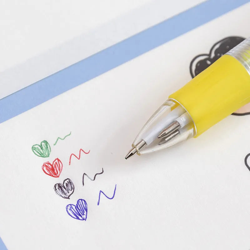 Cartoon themed 4-colour press ballpoint pen with 0.7mm bullet tip in cactus, fast food, or seahorse design