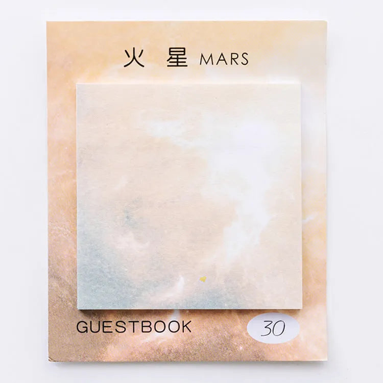 Square planet sticky notes notepad with oil painting designs measuring 7.3cm