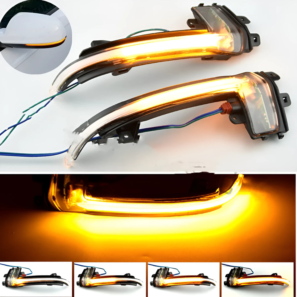 Dynamic LED mirror turn signal light for Audi B8 and B8.5 models in black or white finish.