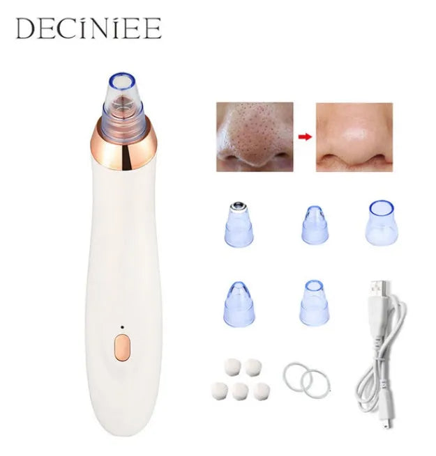 Electric blackhead remover pore cleaner with multiple nozzle attachments and 3.7V lithium battery