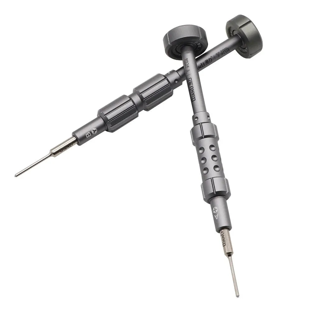 Precision screwdriver with grenade-shaped aviation alloy handle and T2 cross triangle tail bit