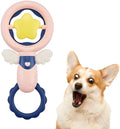 Pink interactive dog toy set with squeaky toys and dental chews for large breeds