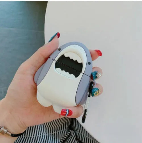 Shark design silicone protective cover for Apple AirPods 1 and 2 charging case