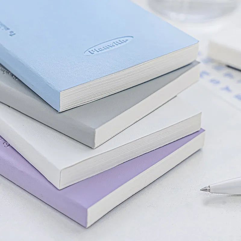 Embossed simple visual daily meter book notebook with choice of blue, grey, purple, white, or protective cover.