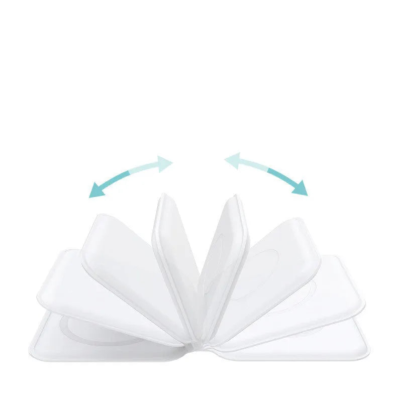 White folding dual magnetic wireless charger showing 180° adjustable angle and dual charging surfaces