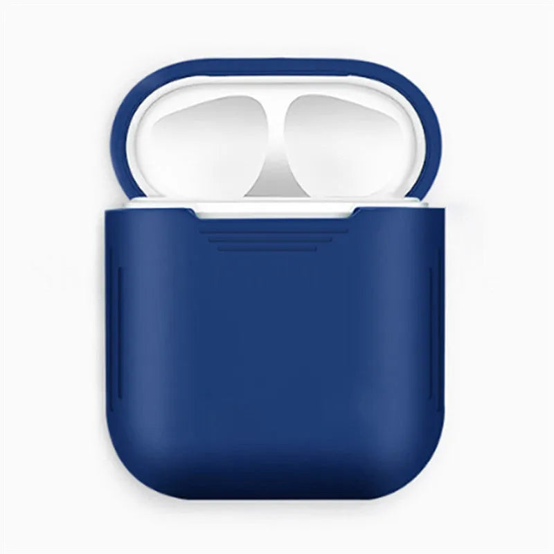AirPods silicone protective case with anti-loss rope attached and shockproof earmuffs.