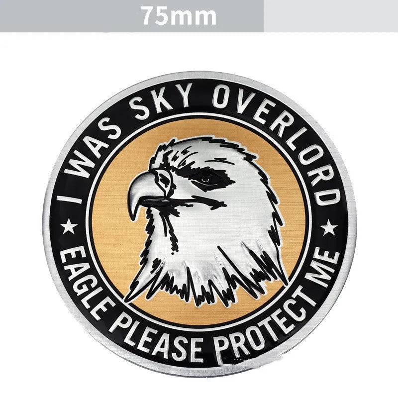 Aluminium car decorative stickers showing eagle, lion, tiger and wolf head designs for vehicle appearance modification