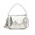 Korean style casual shoulder bag in PU, 19.5 x 15 x 9 cm, single strap, sandwich pocket, shown in white red black silver