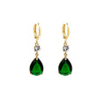 Green geometric teardrop alloy earrings with versatile design