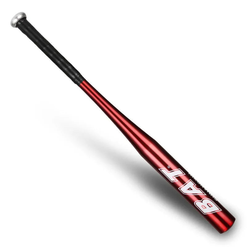 A6061 aluminum baseball bat with non-slip rubber grip, shown in silver, blue, red, black or gold, 20 or 25 inch