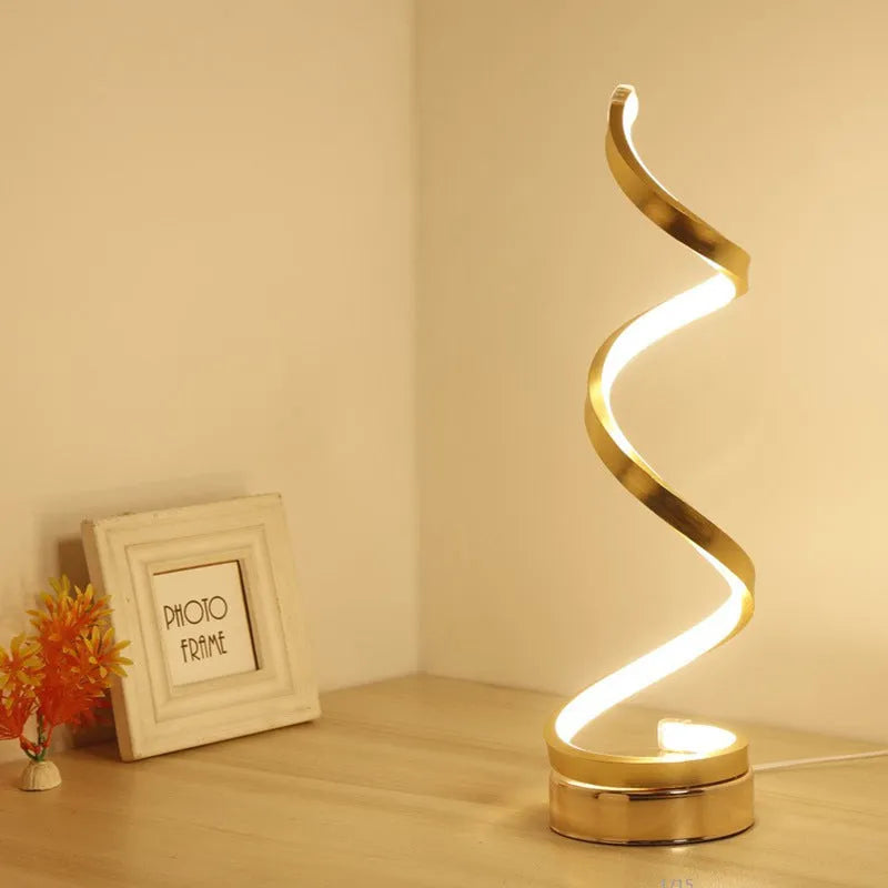 Minimalist black and white LED table lamp with aluminium shade and tri-colour dimming