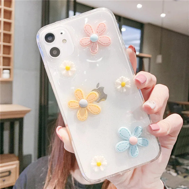 Girl heart design floral soft rubber iPhone case for multiple iPhone models