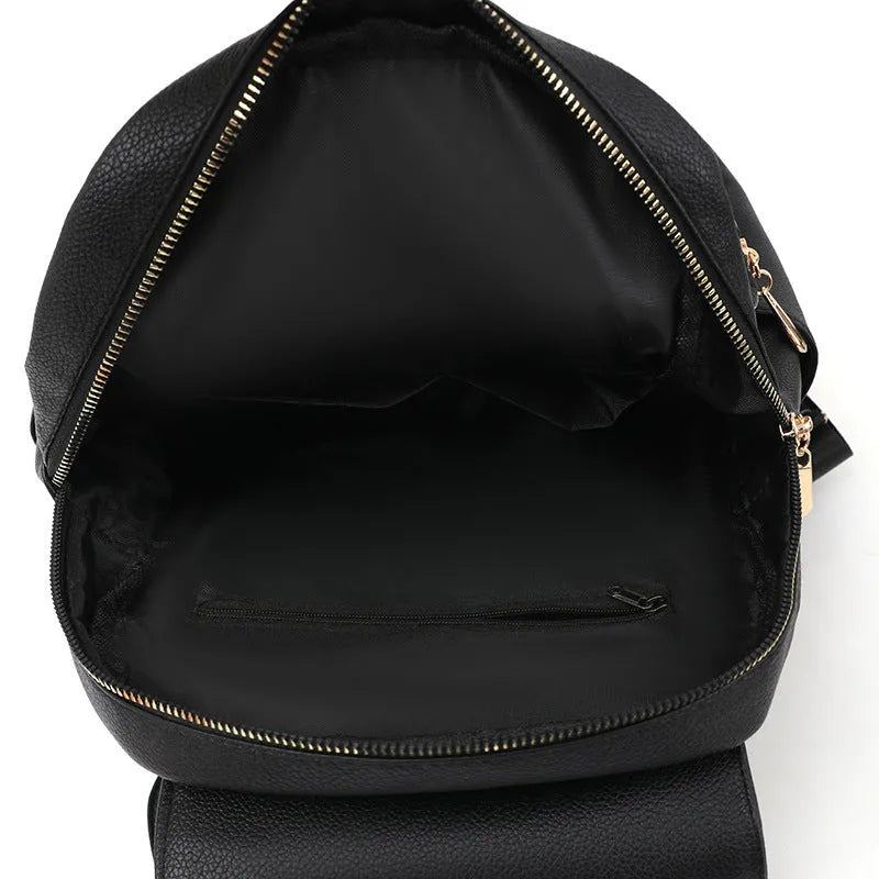 Women's casual leather backpack in taro purple with three-dimensional pockets and street trend styling