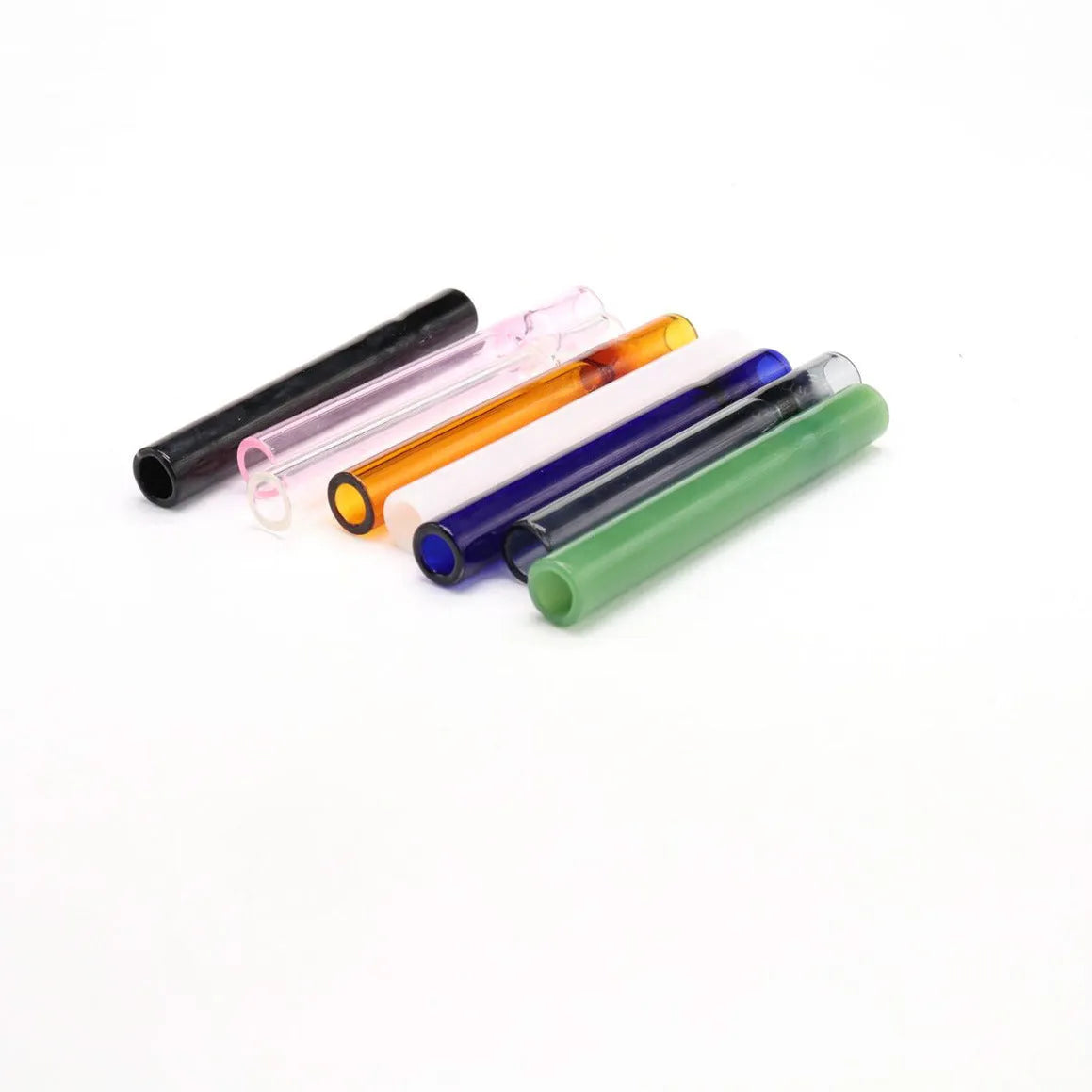 Straight transparent glass telescopic smoke pipe with suction nozzle in pink finish