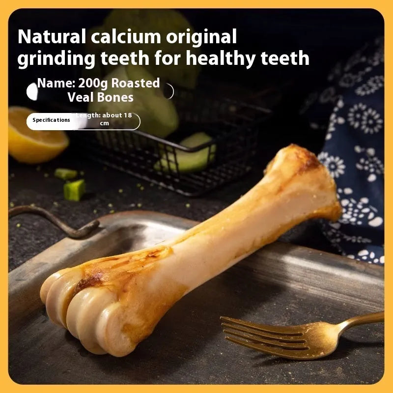 Puppy molar rod dental chew in three sizes with high calcium and roasted ox bone flavour